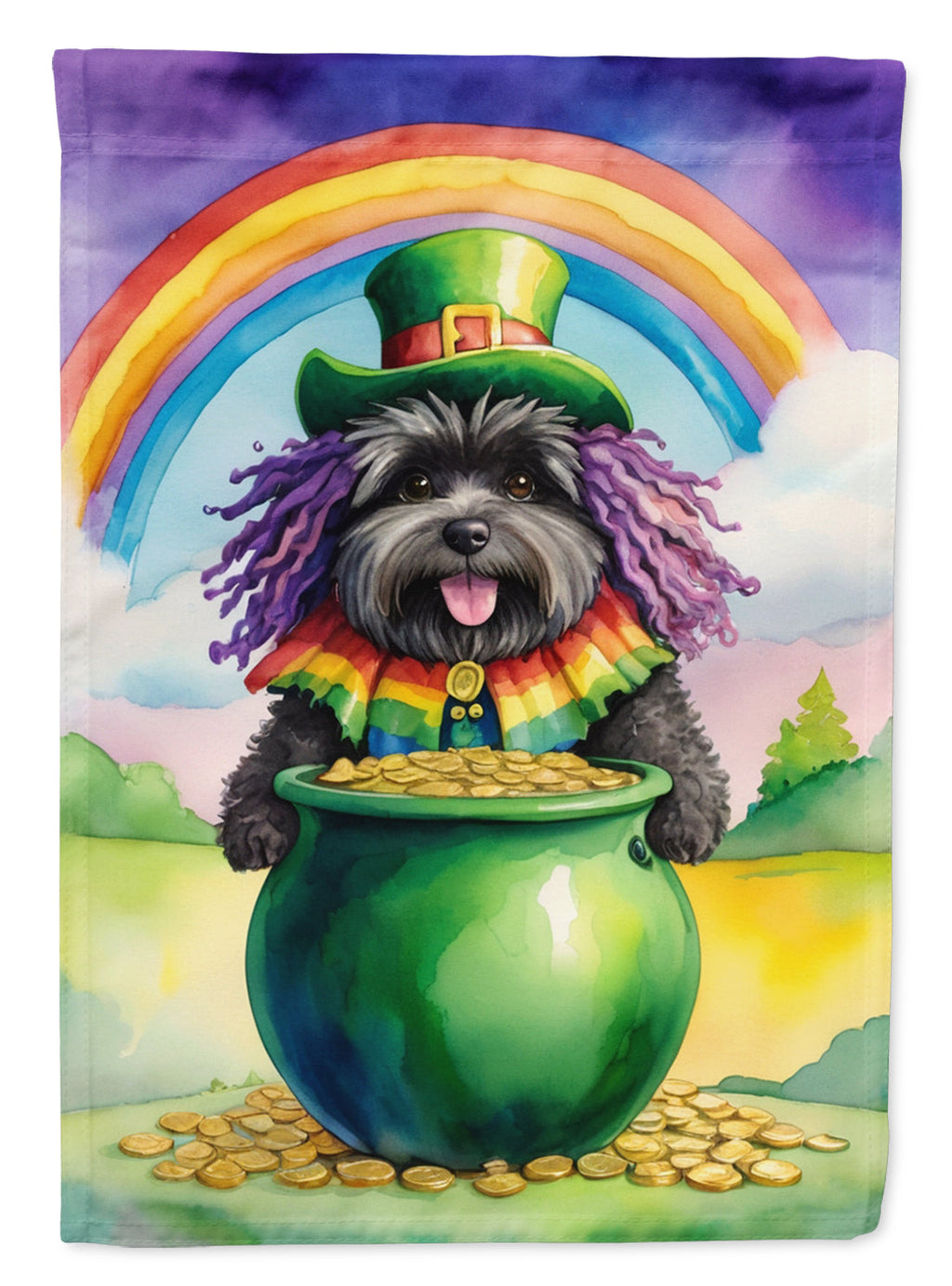 Puli St Patrick's Day House Flag 28x40 Porch Sleeve Pole Decorative Outside Yard Banner Artwork Wall Hanging, Polyester