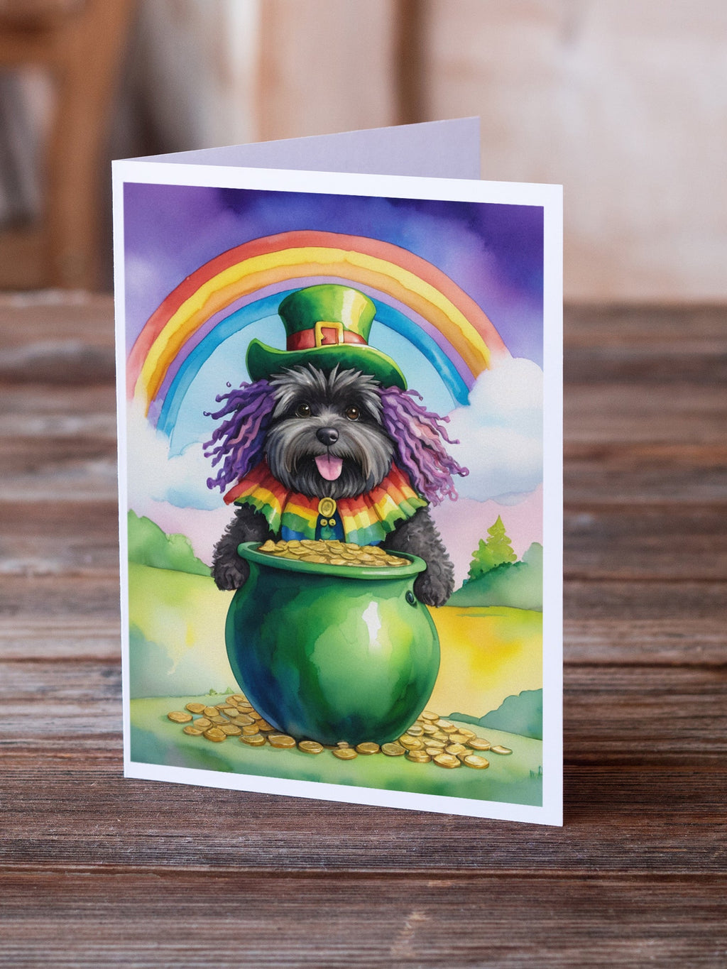 Puli St Patrick's Day Greeting Cards Pack of 8 Blank Cards with Envelopes Whimsical A7 Size 5x7