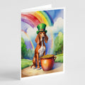 Red Redbone Coonhound St Patrick's Day Greeting Cards Pack of 8 Blank Cards with Envelopes Whimsical A7 Size 5x7