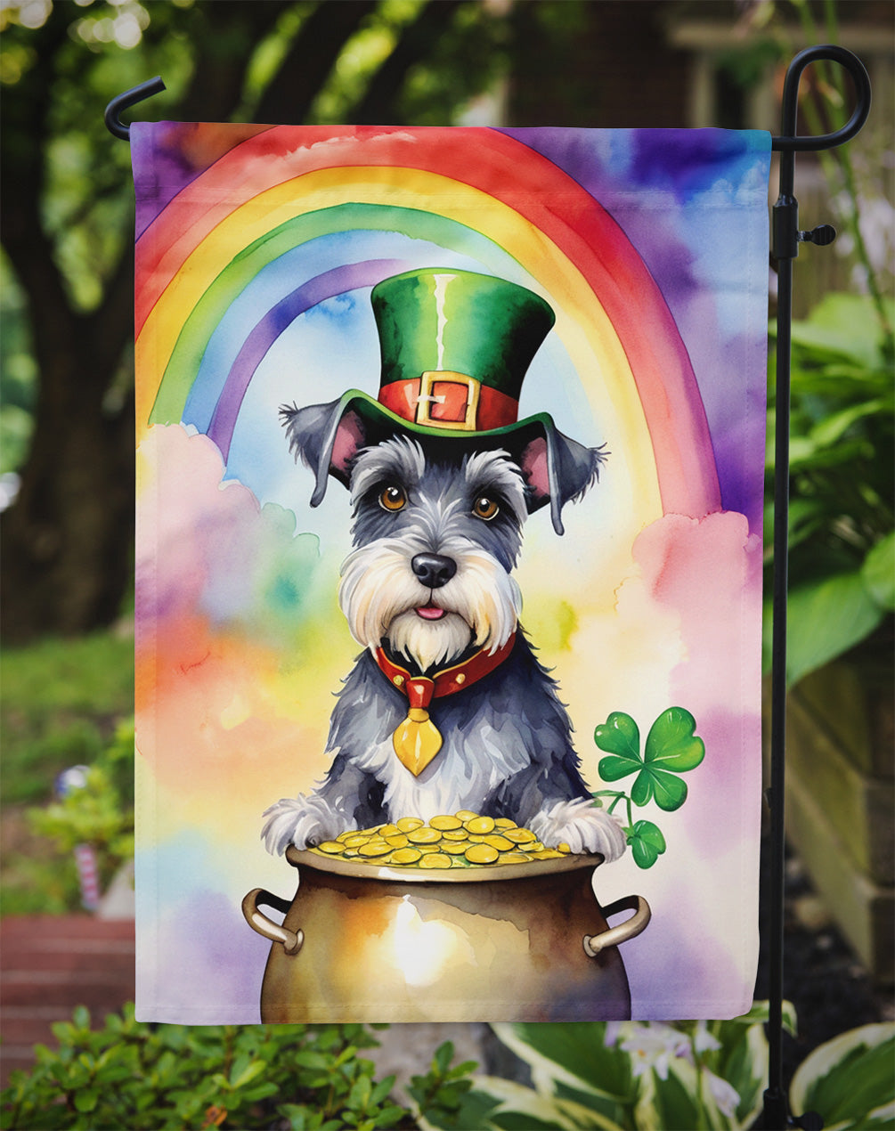 Schnauzer St Patrick's Day Garden Flag Mailbox Decorative Yard Banner Outside Patio Artwork for Flower Beds, Garden Size, Multicolor