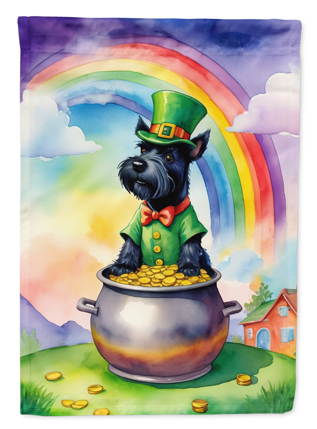 Scottish Terrier St Patrick's Day House Flag 28x40 Porch Sleeve Pole Decorative Outside Yard Banner Artwork Wall Hanging, Polyester