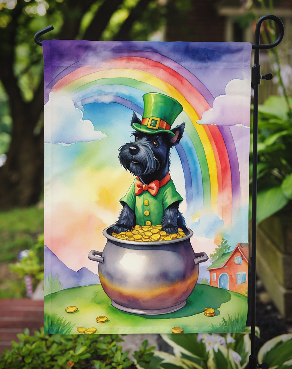Scottish Terrier St Patrick's Day Garden Flag Mailbox Decorative Yard Banner Outside Patio Artwork for Flower Beds, Garden Size, Multicolor
