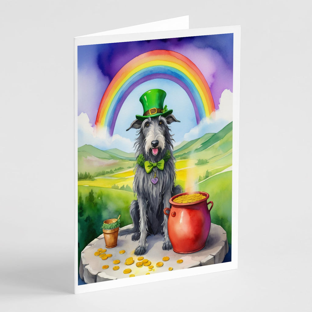 Scottish Deerhound St Patrick's Day Greeting Cards Pack of 8 Blank Cards with Envelopes Whimsical A7 Size 5x7