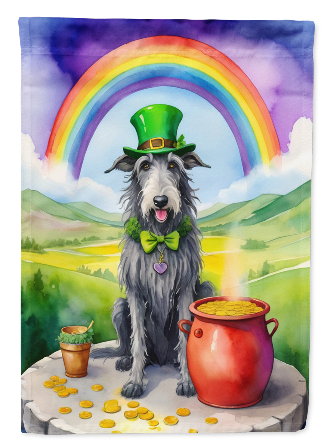 Scottish Deerhound St Patrick's Day Garden Flag Mailbox Decorative Yard Banner Outside Patio Artwork for Flower Beds, Garden Size, Multicolor