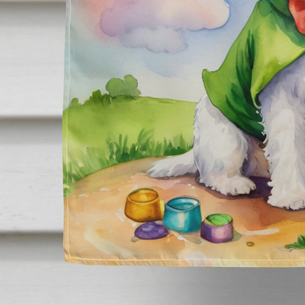 Sealyham Terrier St Patrick's Day House Flag 28x40 Porch Sleeve Pole Decorative Outside Yard Banner Artwork Wall Hanging, Polyester