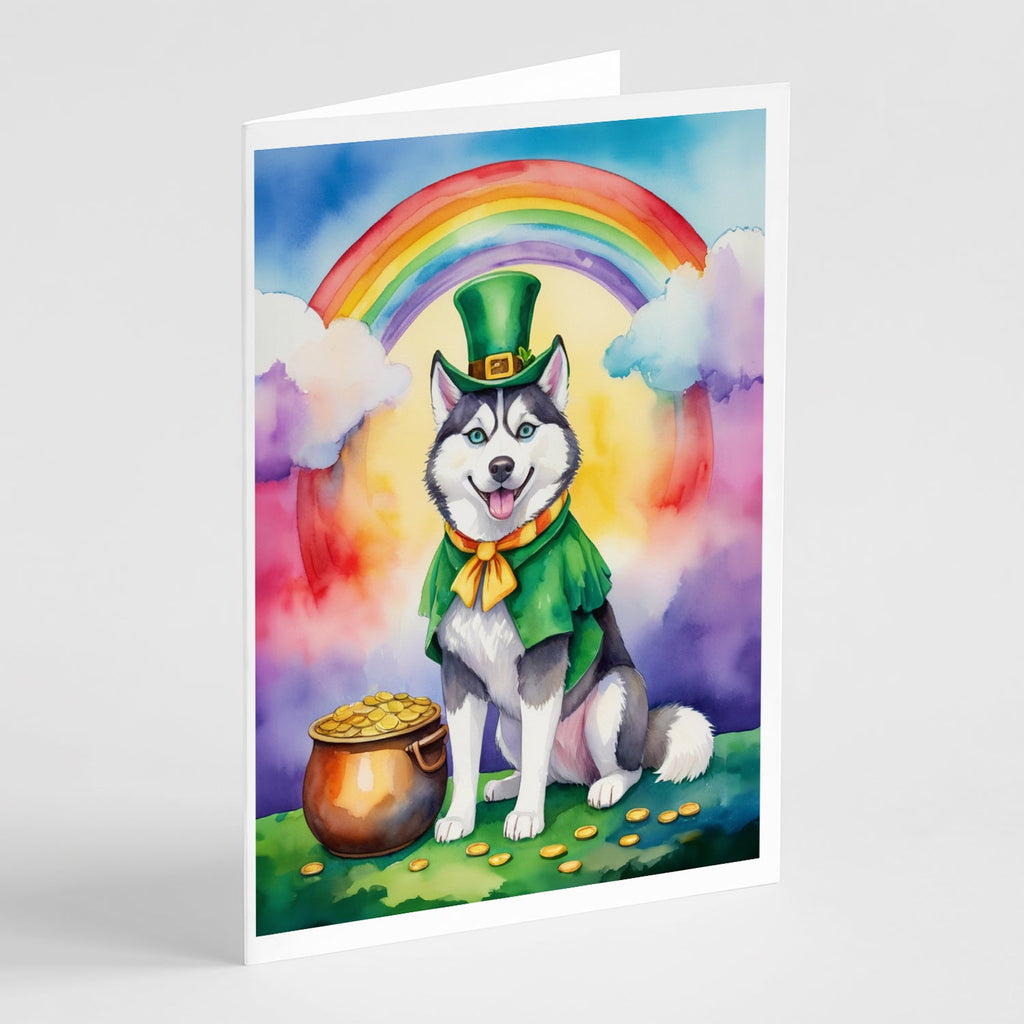 Siberian Husky St Patrick's Day Greeting Cards Pack of 8 Blank Cards with Envelopes Whimsical A7 Size 5x7