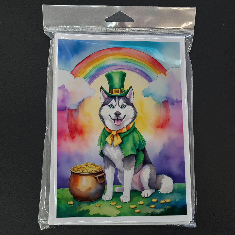 Siberian Husky St Patrick's Day Greeting Cards Pack of 8 Blank Cards with Envelopes Whimsical A7 Size 5x7