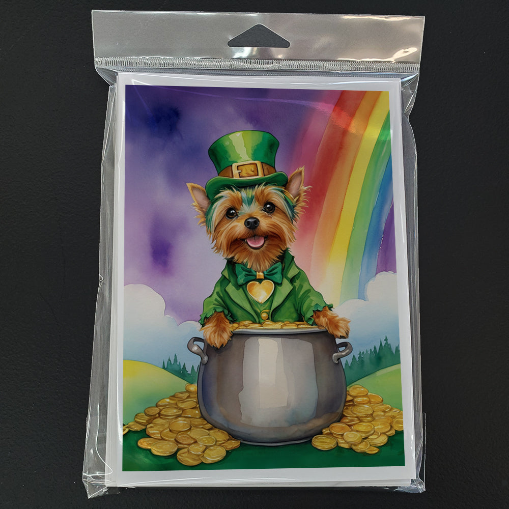 Silky Terrier St Patrick's Day Greeting Cards Pack of 8 Blank Cards with Envelopes Whimsical A7 Size 5x7