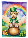 Wheaten Terrier St Patrick's Day House Flag 28x40 Porch Sleeve Pole Decorative Outside Yard Banner Artwork Wall Hanging, Polyester