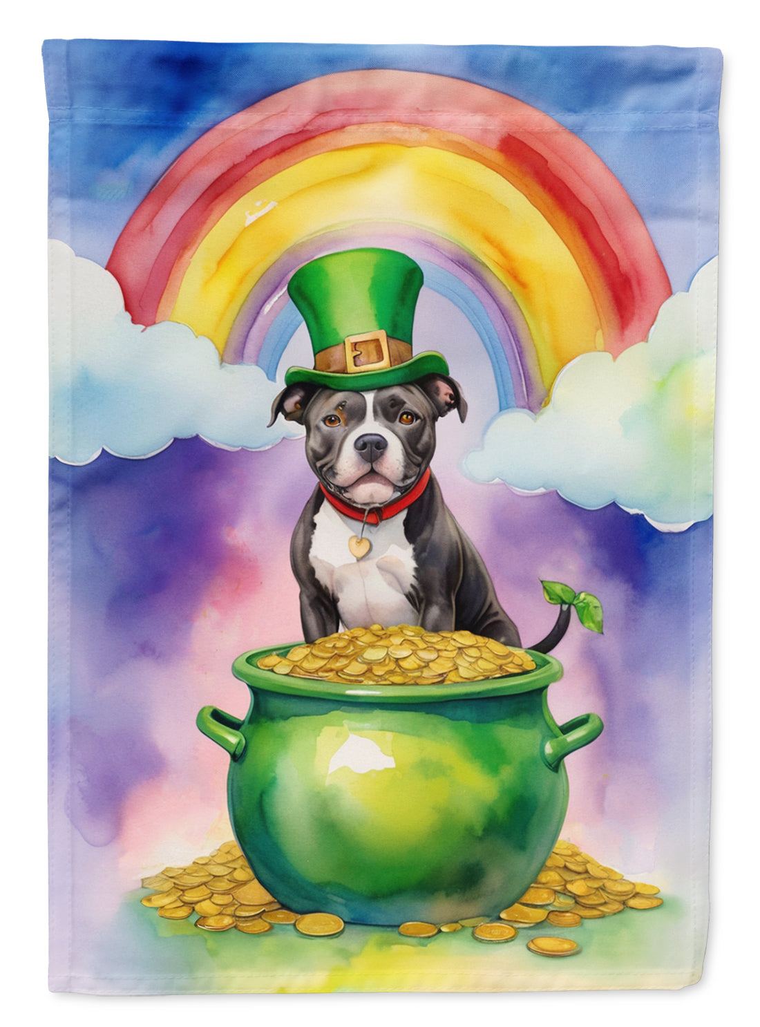 Staffordshire Bull Terrier St Patrick's Day Garden Flag Mailbox Decorative Yard Banner Outside Patio Artwork for Flower Beds, Garden Size, Multicolor