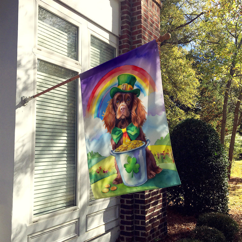 Sussex Spaniel St Patrick's Day House Flag 28x40 Porch Sleeve Pole Decorative Outside Yard Banner Artwork Wall Hanging, Polyester