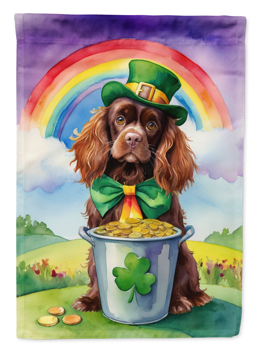 Sussex Spaniel St Patrick's Day Garden Flag Mailbox Decorative Yard Banner Outside Patio Artwork for Flower Beds, Garden Size, Multicolor