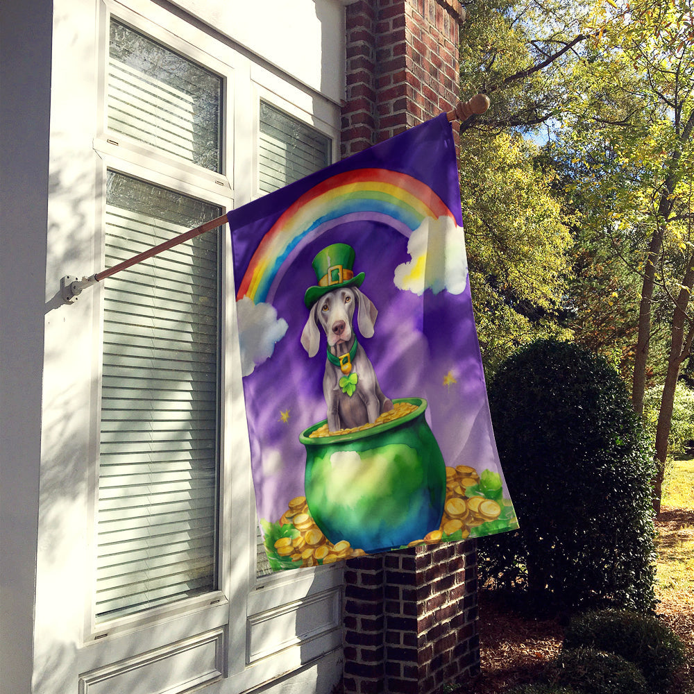 Weimaraner St Patrick's Day House Flag 28x40 Porch Sleeve Pole Decorative Outside Yard Banner Artwork Wall Hanging, Polyester