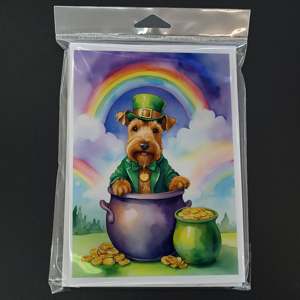 Welsh Terrier St Patrick's Day Greeting Cards Pack of 8 Blank Cards with Envelopes Whimsical A7 Size 5x7