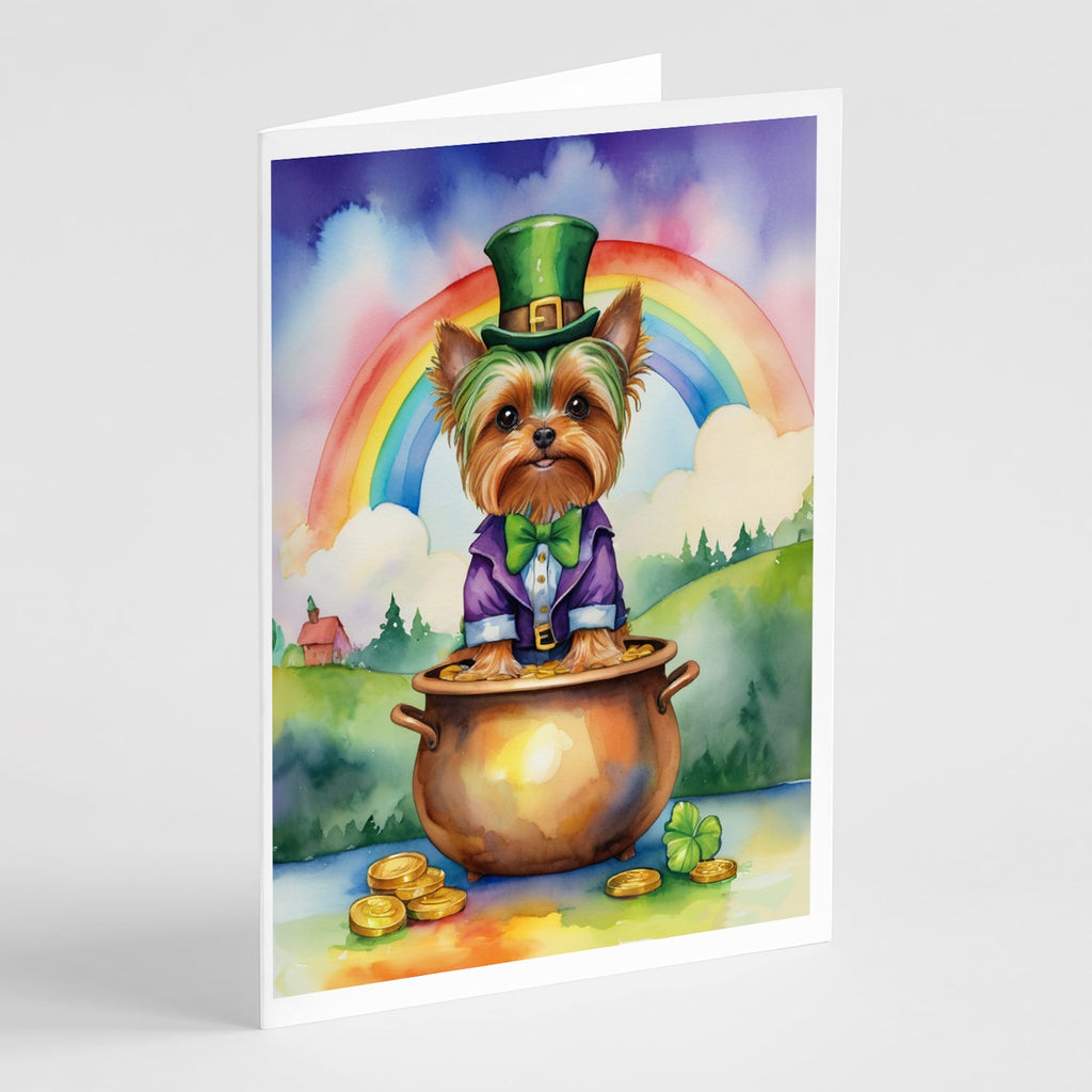 Yorkshire Terrier St Patrick's Day Greeting Cards Pack of 8 Blank Cards with Envelopes Whimsical A7 Size 5x7