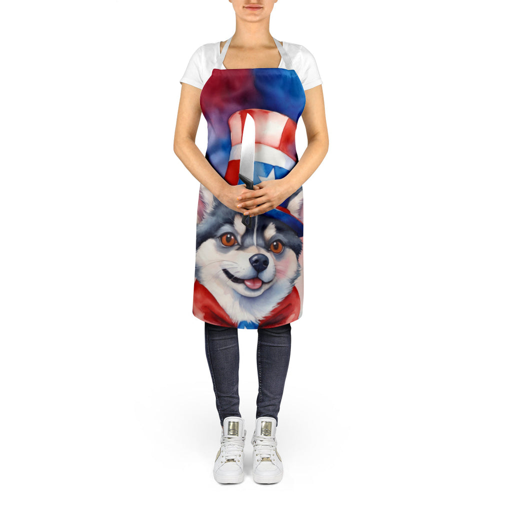 Alaskan Klee Kai Patriotic American Apron Cooking Kitchen Server Baking Crafts Gardening for Adult Women Men, Unisex, Large, Multicolor