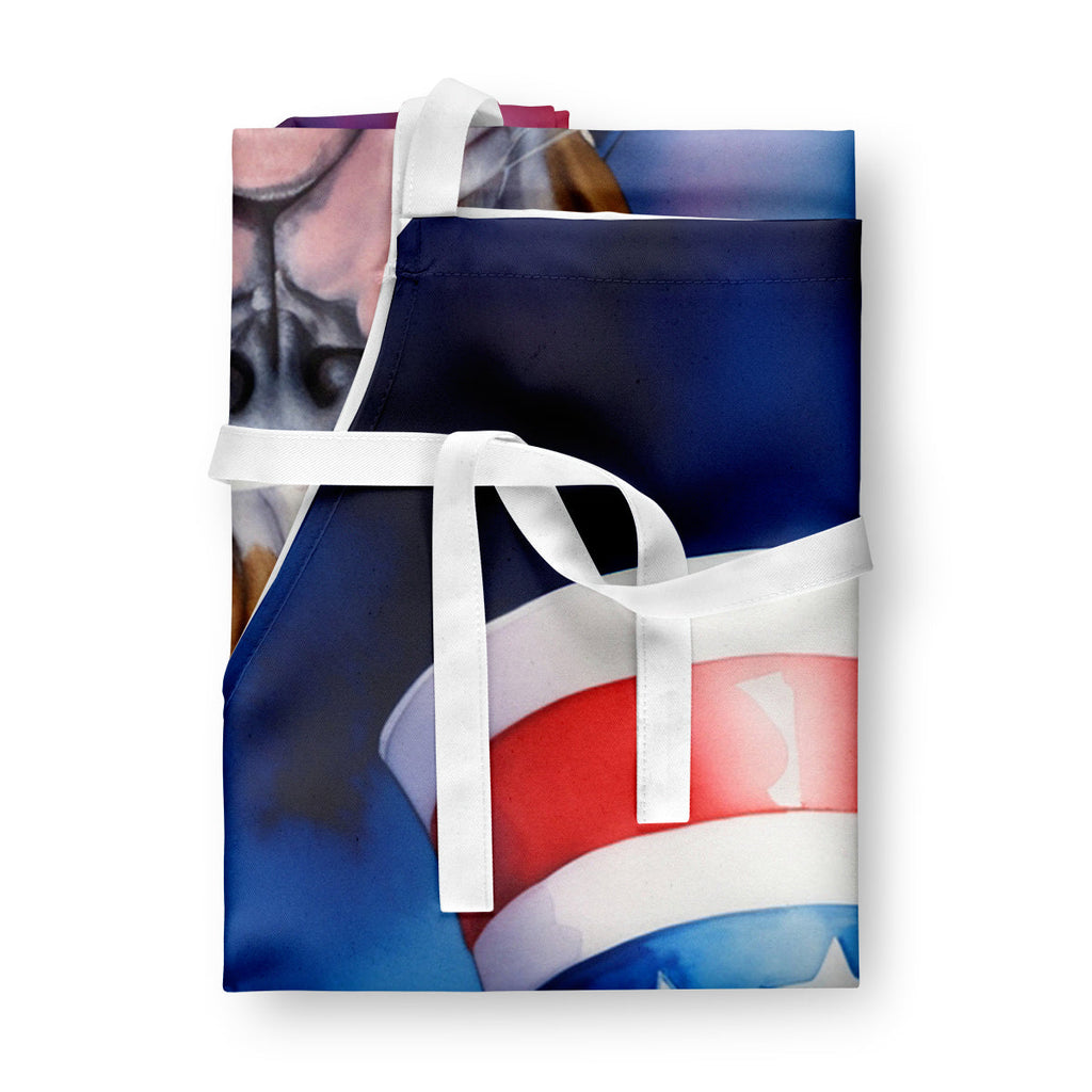 American Bulldog Patriotic American Apron Cooking Kitchen Server Baking Crafts Gardening for Adult Women Men, Unisex, Large, Multicolor