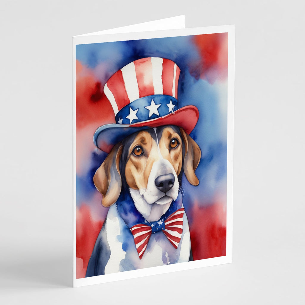 American Foxhound Patriotic American Greeting Cards Pack of 8 Blank Cards with Envelopes Whimsical A7 Size 5x7