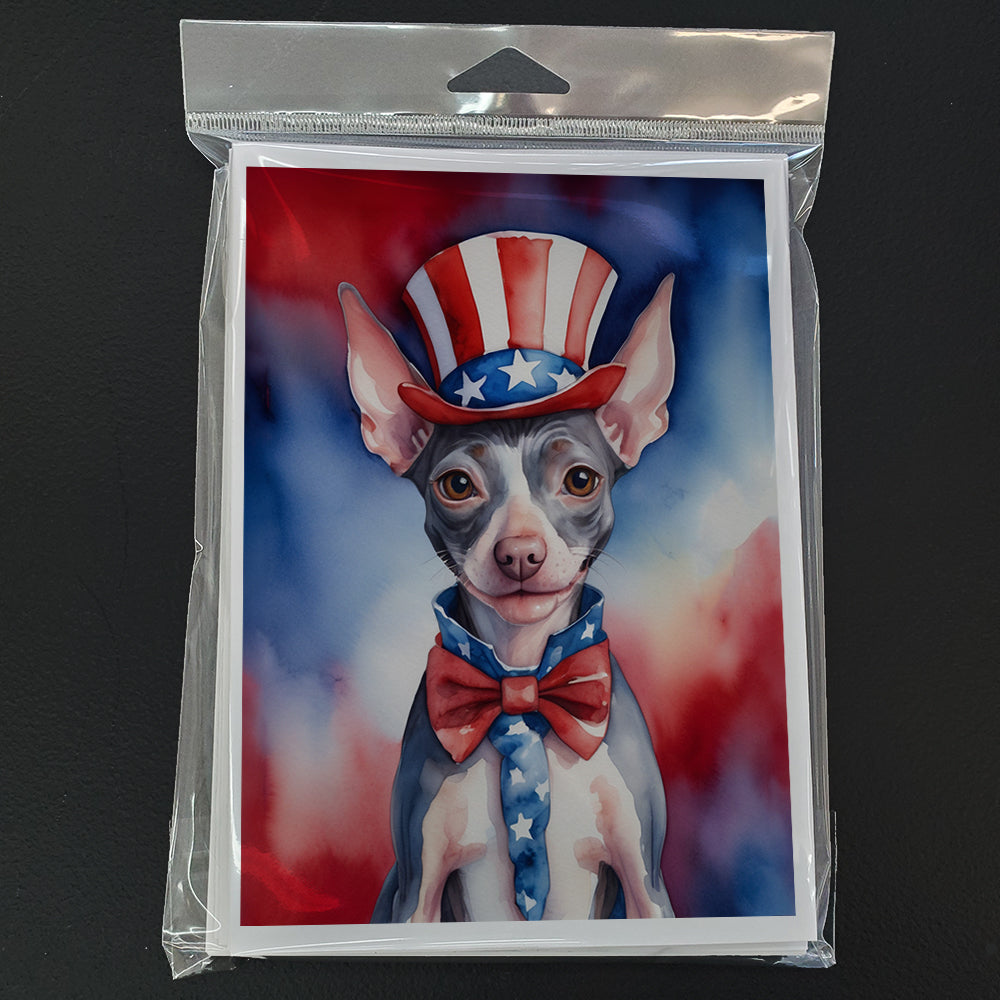 American Hairless Terrier Patriotic American Greeting Cards Pack of 8 Blank Cards with Envelopes Whimsical A7 Size 5x7