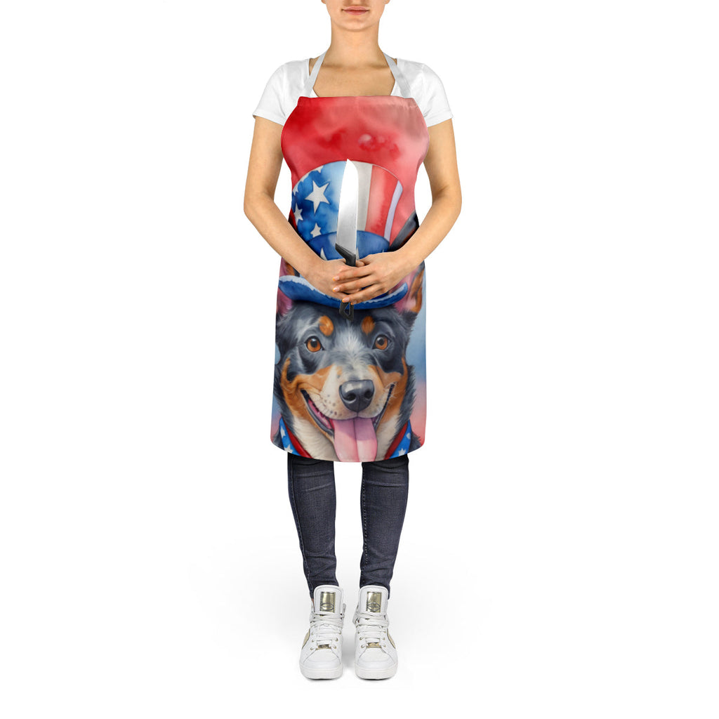 Australian Cattle Dog Patriotic American Apron Cooking Kitchen Server Baking Crafts Gardening for Adult Women Men, Unisex, Large, Multicolor