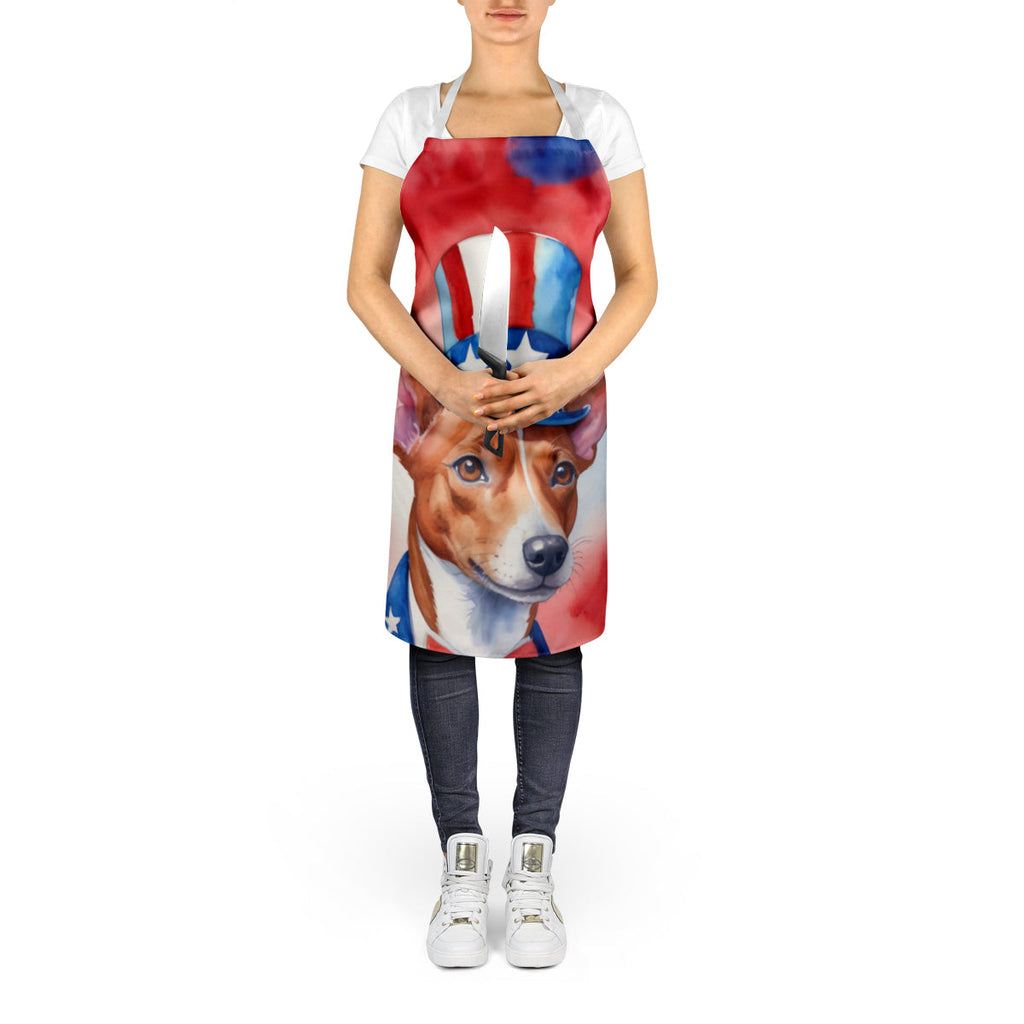 Basenji Patriotic American Apron Cooking Kitchen Server Baking Crafts Gardening for Adult Women Men, Unisex, Large, Multicolor