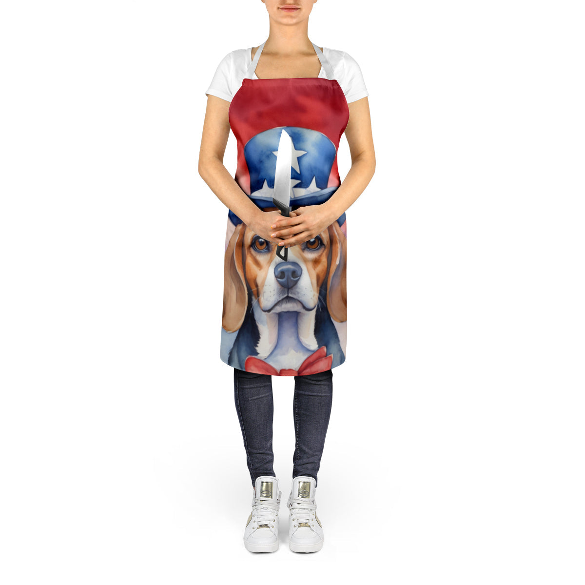 Beagle Patriotic American Apron Cooking Kitchen Server Baking Crafts Gardening for Adult Women Men, Unisex, Large, Multicolor