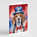 Beagle Patriotic American Greeting Cards Pack of 8 Blank Cards with Envelopes Whimsical A7 Size 5x7