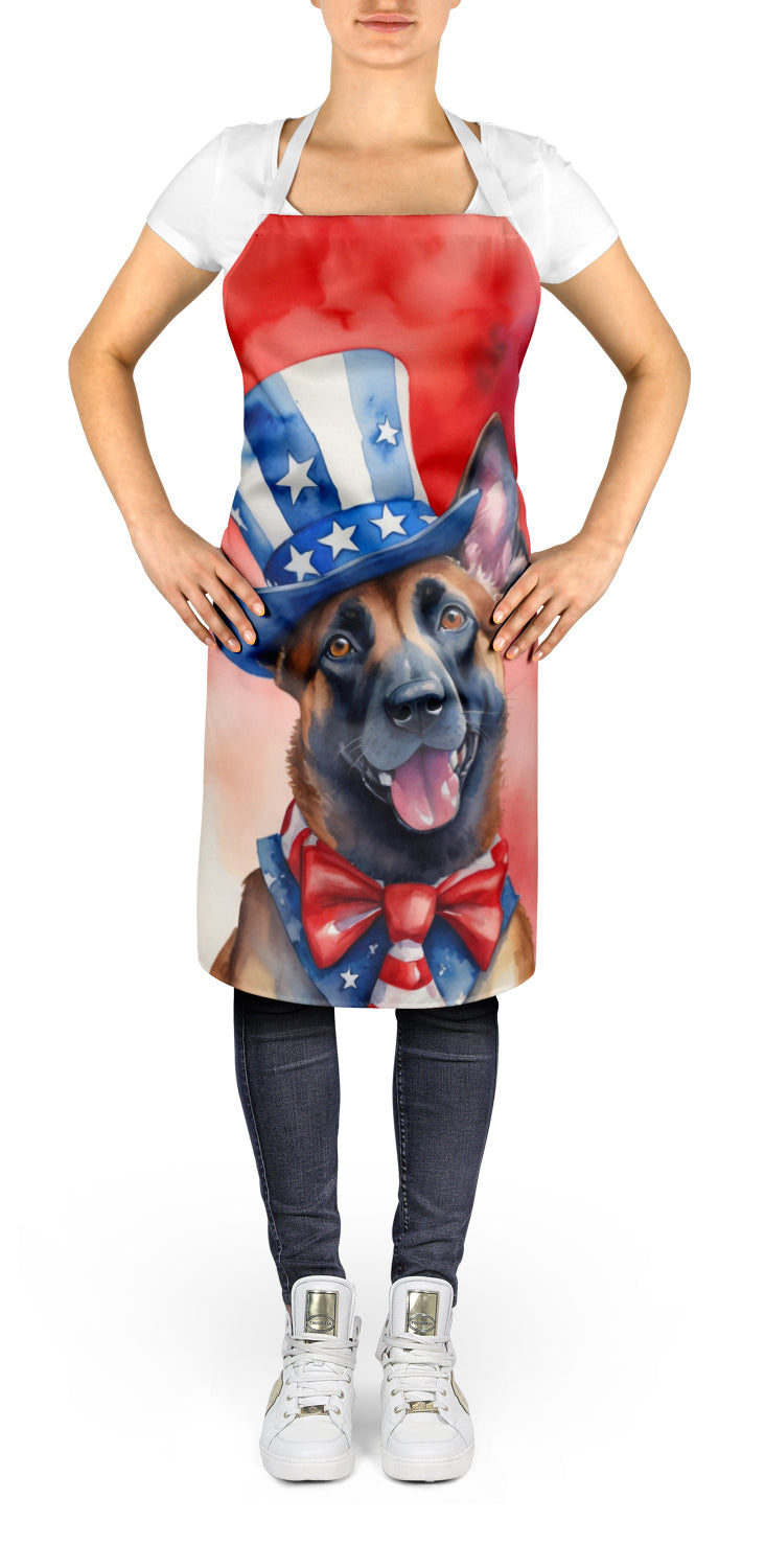 Belgian Malinois Patriotic American Apron Cooking Kitchen Server Baking Crafts Gardening for Adult Women Men, Unisex, Large, Multicolor