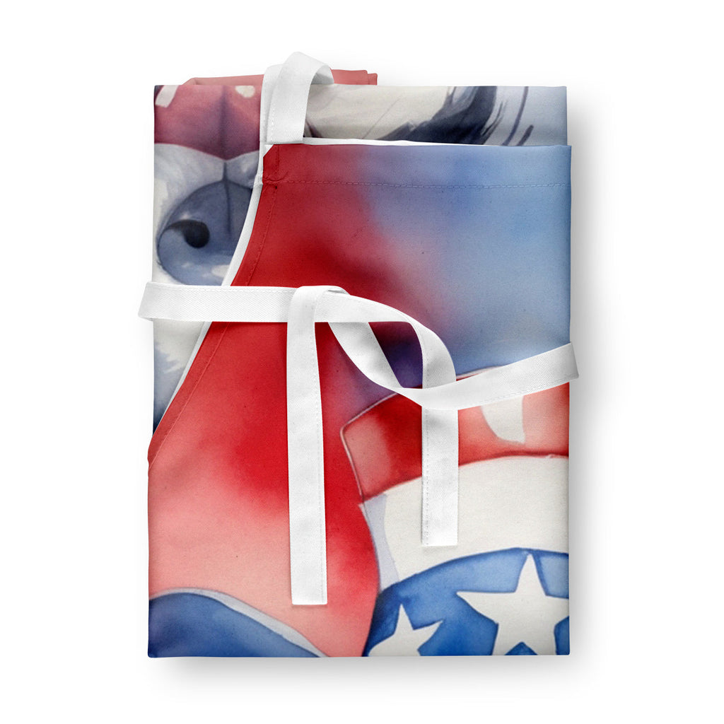 Border Collie Patriotic American Apron Cooking Kitchen Server Baking Crafts Gardening for Adult Women Men, Unisex, Large, Multicolor