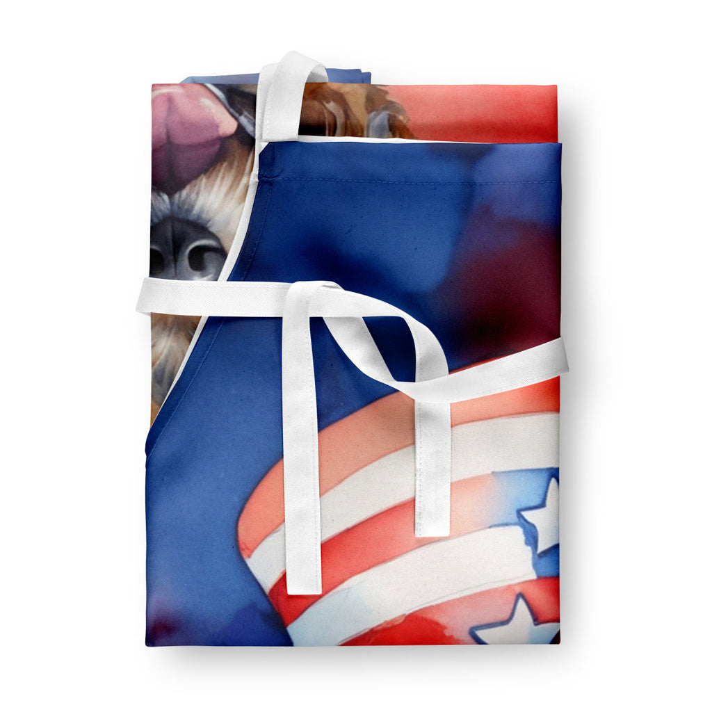 Border Terrier Patriotic American Apron Cooking Kitchen Server Baking Crafts Gardening for Adult Women Men, Unisex, Large, Multicolor