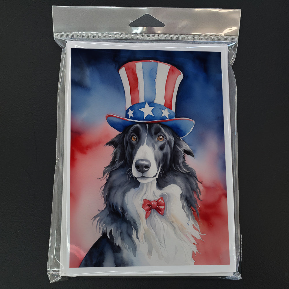 Borzoi Patriotic American Greeting Cards Pack of 8 Blank Cards with Envelopes Whimsical A7 Size 5x7