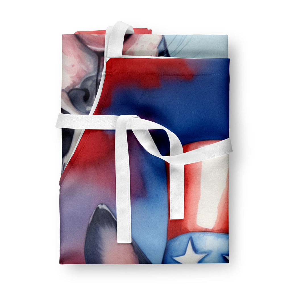 Boston Terrier Patriotic American Apron Cooking Kitchen Server Baking Crafts Gardening for Adult Women Men, Unisex, Large, Multicolor