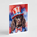 Boykin Spaniel Patriotic American Greeting Cards Pack of 8 Blank Cards with Envelopes Whimsical A7 Size 5x7