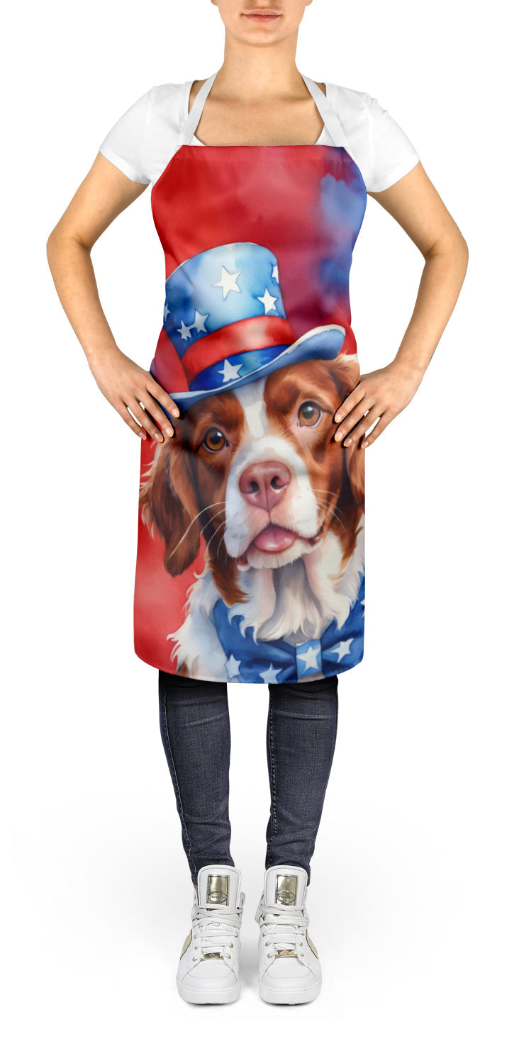 Brittany Spaniel Patriotic American Apron Cooking Kitchen Server Baking Crafts Gardening for Adult Women Men, Unisex, Large, Multicolor