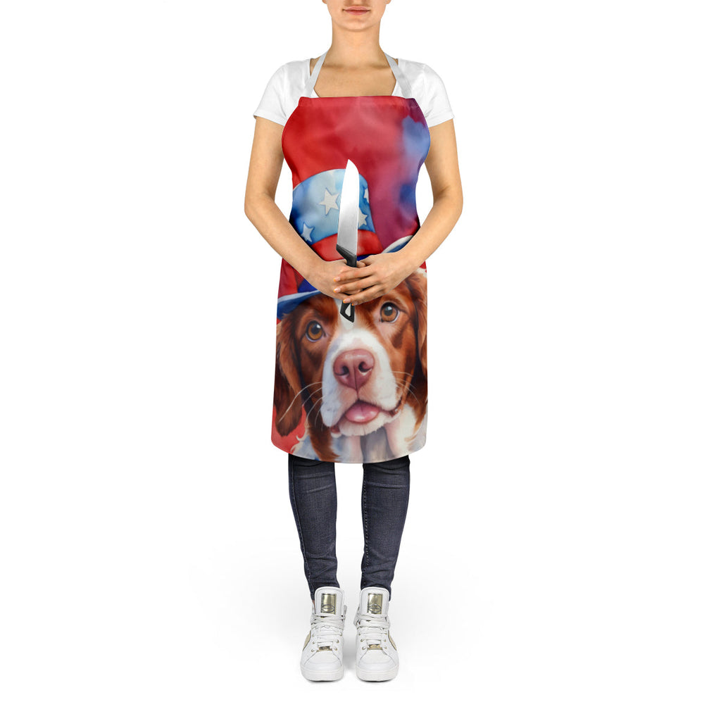 Brittany Spaniel Patriotic American Apron Cooking Kitchen Server Baking Crafts Gardening for Adult Women Men, Unisex, Large, Multicolor