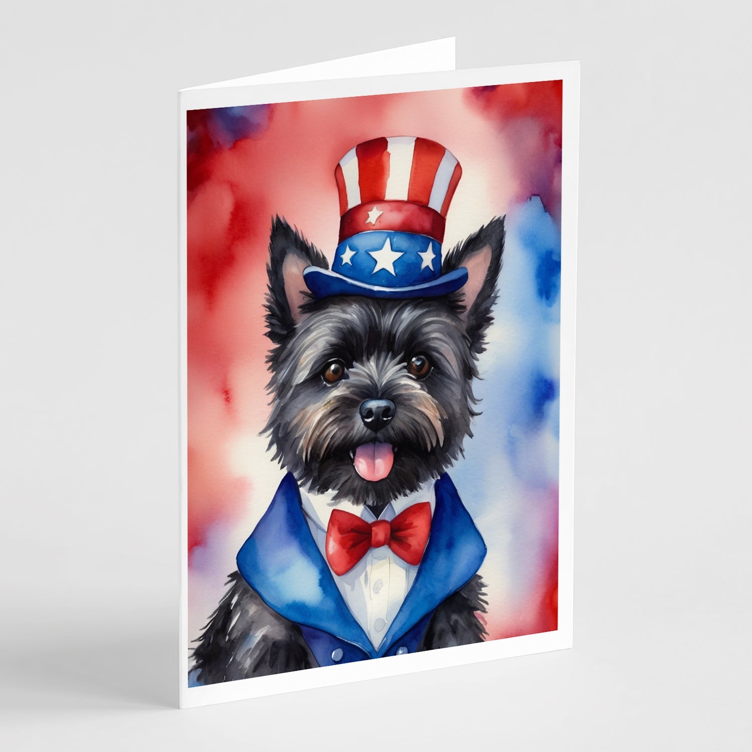 Cairn Terrier Patriotic American Greeting Cards Pack of 8 Blank Cards with Envelopes Whimsical A7 Size 5x7