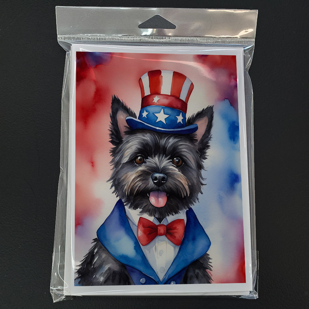 Cairn Terrier Patriotic American Greeting Cards Pack of 8 Blank Cards with Envelopes Whimsical A7 Size 5x7
