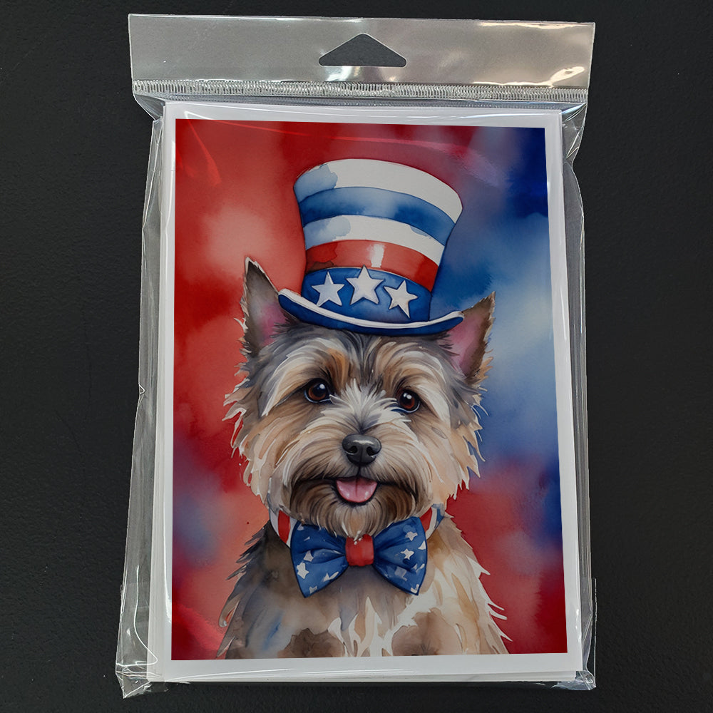 Cairn Terrier Patriotic American Greeting Cards Pack of 8 Blank Cards with Envelopes Whimsical A7 Size 5x7