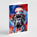 Cane Corso Patriotic American Greeting Cards Pack of 8 Blank Cards with Envelopes Whimsical A7 Size 5x7