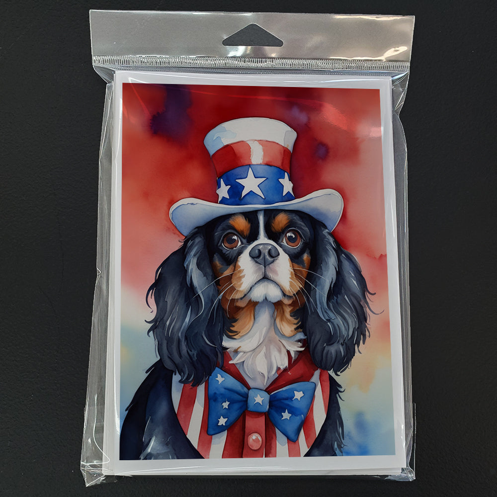 Cavalier Spaniel Patriotic American Greeting Cards Pack of 8 Blank Cards with Envelopes Whimsical A7 Size 5x7