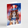 Cavalier Spaniel Patriotic American Greeting Cards Pack of 8 Blank Cards with Envelopes Whimsical A7 Size 5x7