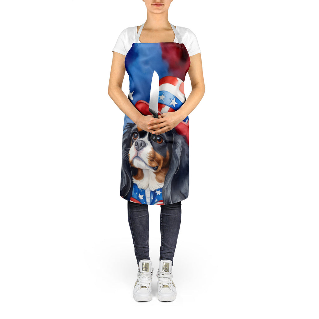 Cavalier Spaniel Patriotic American Apron Cooking Kitchen Server Baking Crafts Gardening for Adult Women Men, Unisex, Large, Multicolor