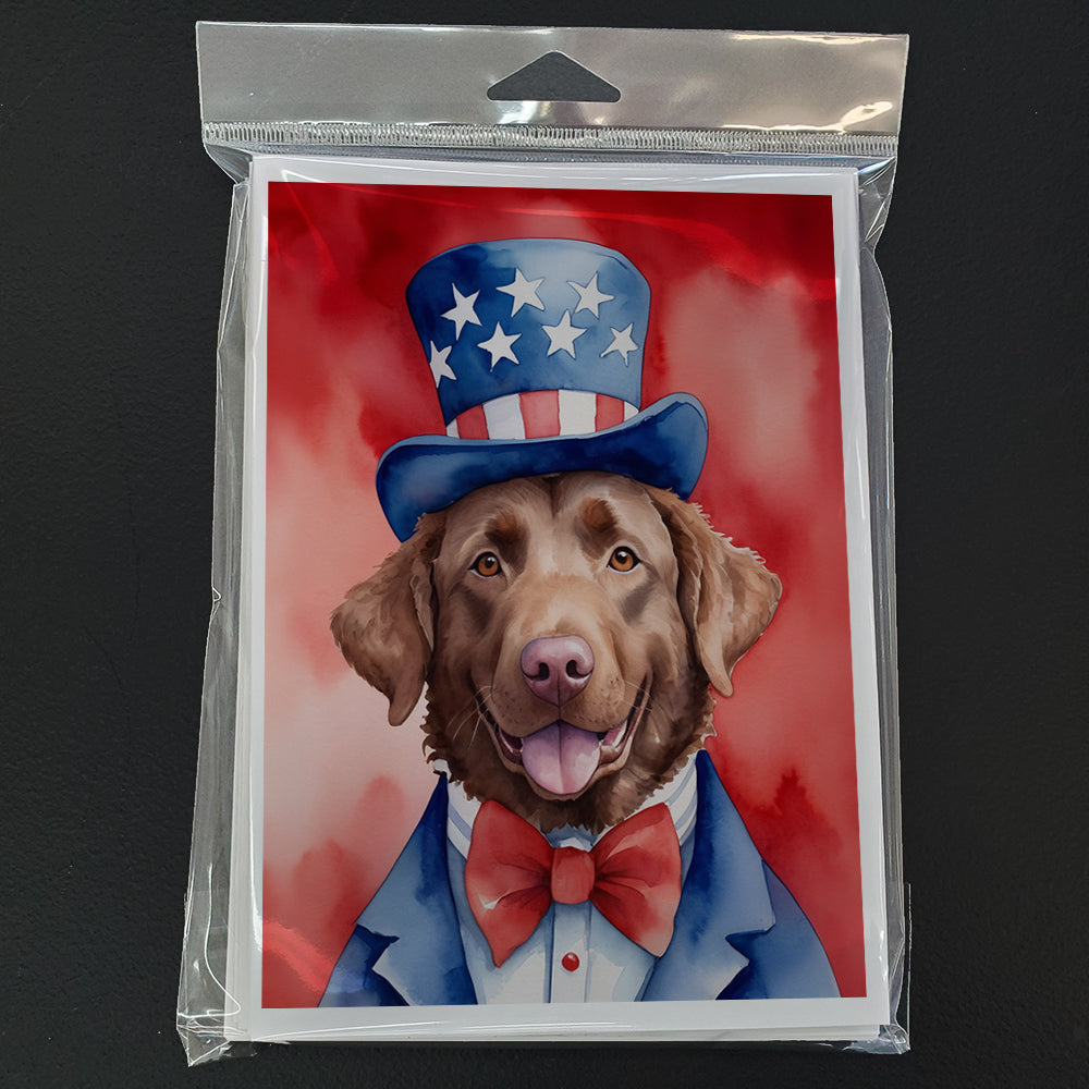 Chesapeake Bay Retriever Patriotic American Greeting Cards Pack of 8 Blank Cards with Envelopes Whimsical A7 Size 5x7