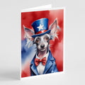 Chinese Crested Patriotic American Greeting Cards Pack of 8 Blank Cards with Envelopes Whimsical A7 Size 5x7