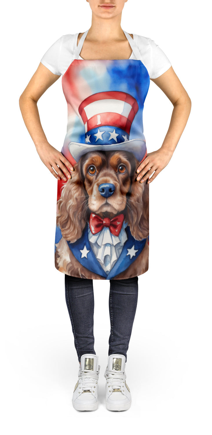 Cocker Spaniel Patriotic American Apron Cooking Kitchen Server Baking Crafts Gardening for Adult Women Men, Unisex, Large, Multicolor