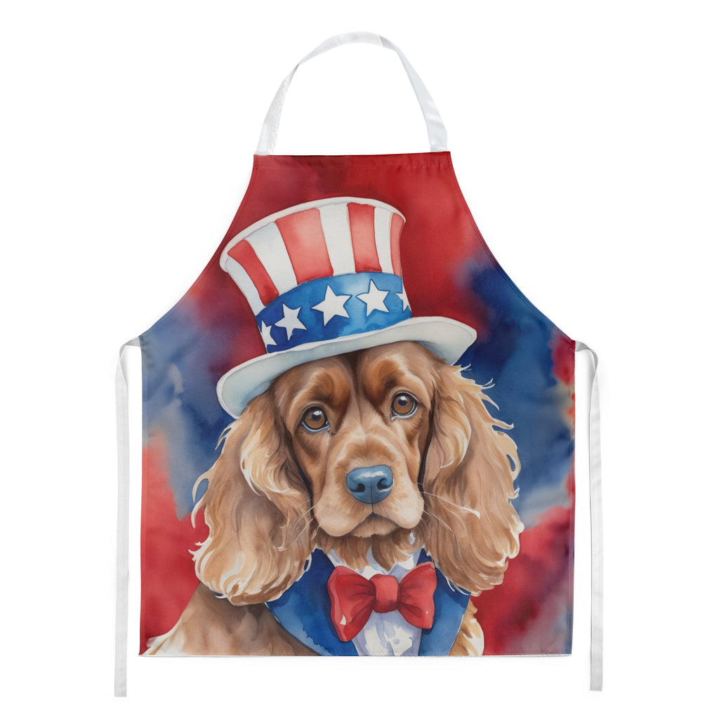 Cocker Spaniel Patriotic American Apron Cooking Kitchen Server Baking Crafts Gardening for Adult Women Men, Unisex, Large, Multicolor
