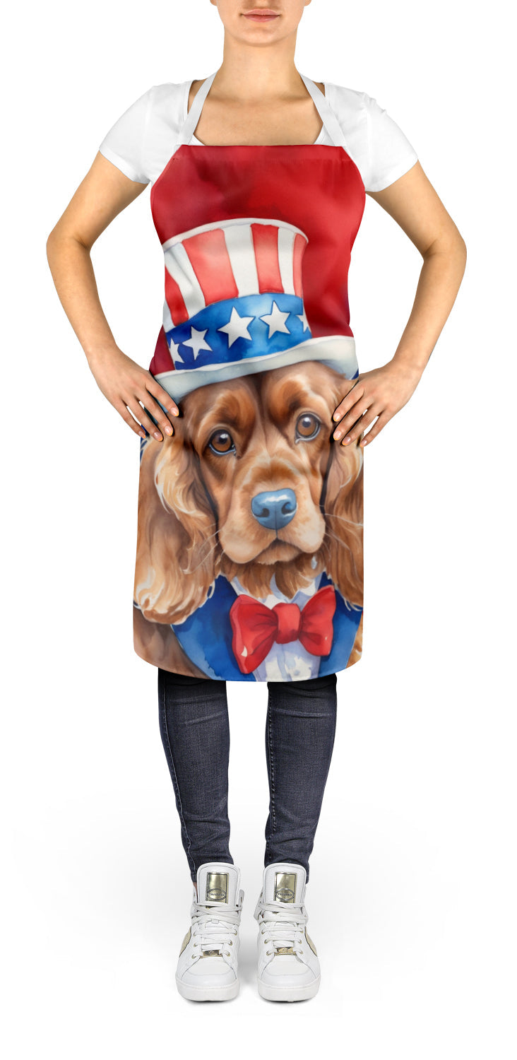 Cocker Spaniel Patriotic American Apron Cooking Kitchen Server Baking Crafts Gardening for Adult Women Men, Unisex, Large, Multicolor