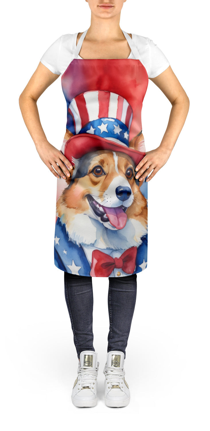 Corgi Patriotic American Apron Cooking Kitchen Server Baking Crafts Gardening for Adult Women Men, Unisex, Large, Multicolor