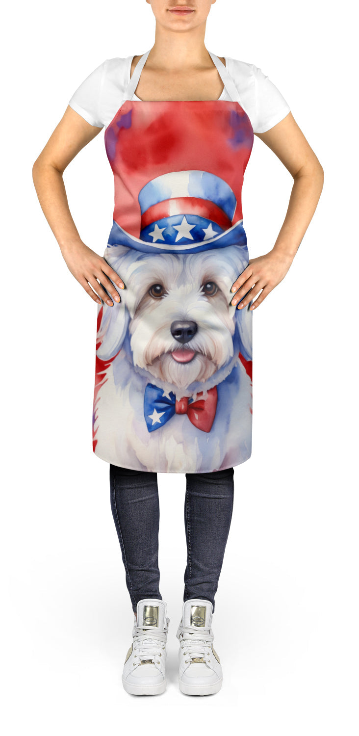 Coton de Tulear Patriotic American Apron Cooking Kitchen Server Baking Crafts Gardening for Adult Women Men, Unisex, Large, Multicolor