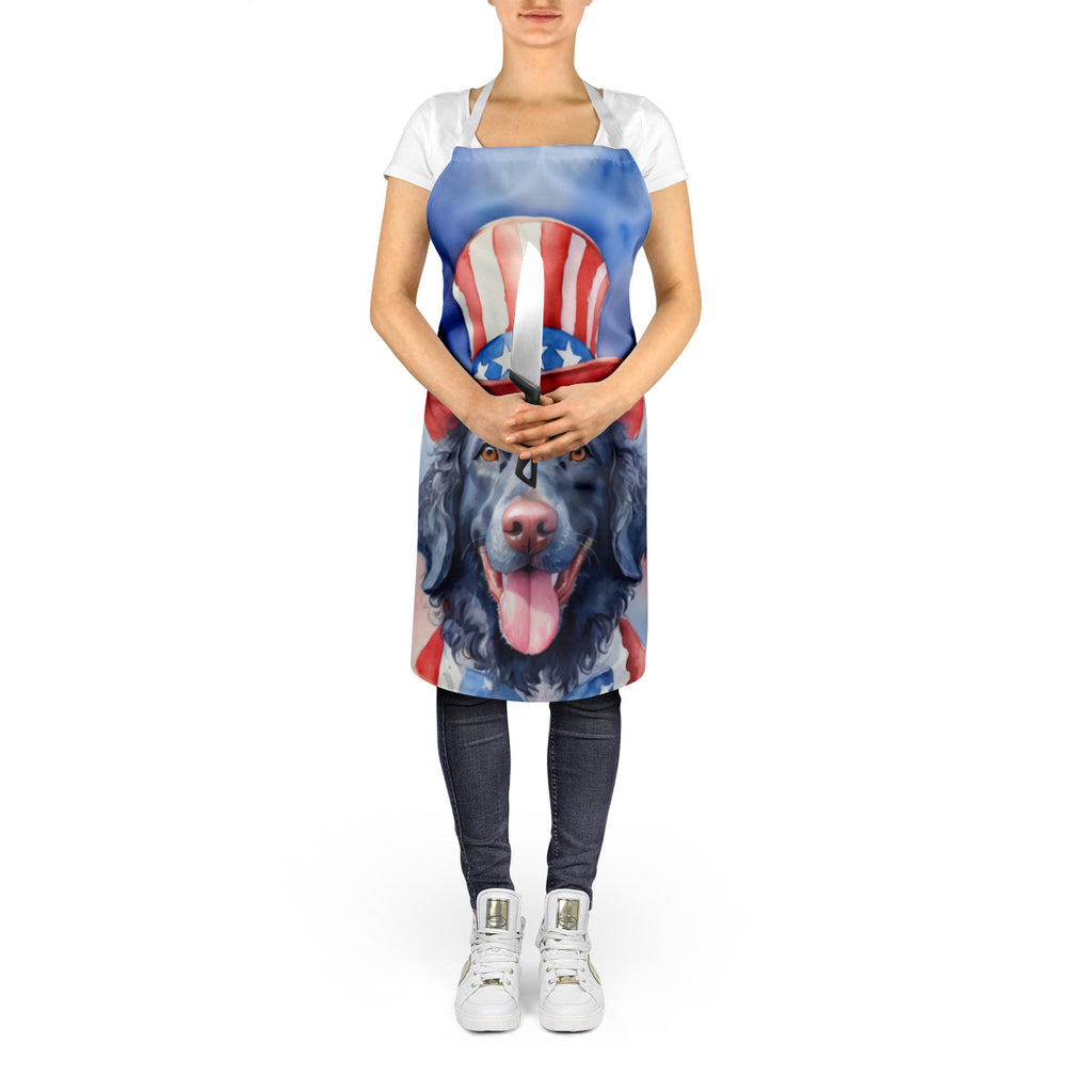 Curly-Coated Retriever Patriotic American Apron Cooking Kitchen Server Baking Crafts Gardening for Adult Women Men, Unisex, Large, Multicolor